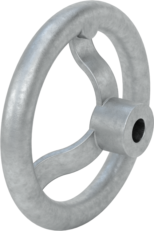 Çinko Dişsiz Delikli Çarklı El Çarkı, Üç kollu tekerlek, 5/8" Delik Çapı