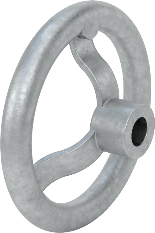 Çinko Dişsiz Delikli Çarklı El Çarkı, Üç kollu tekerlek, 3/4" Delik Çapı