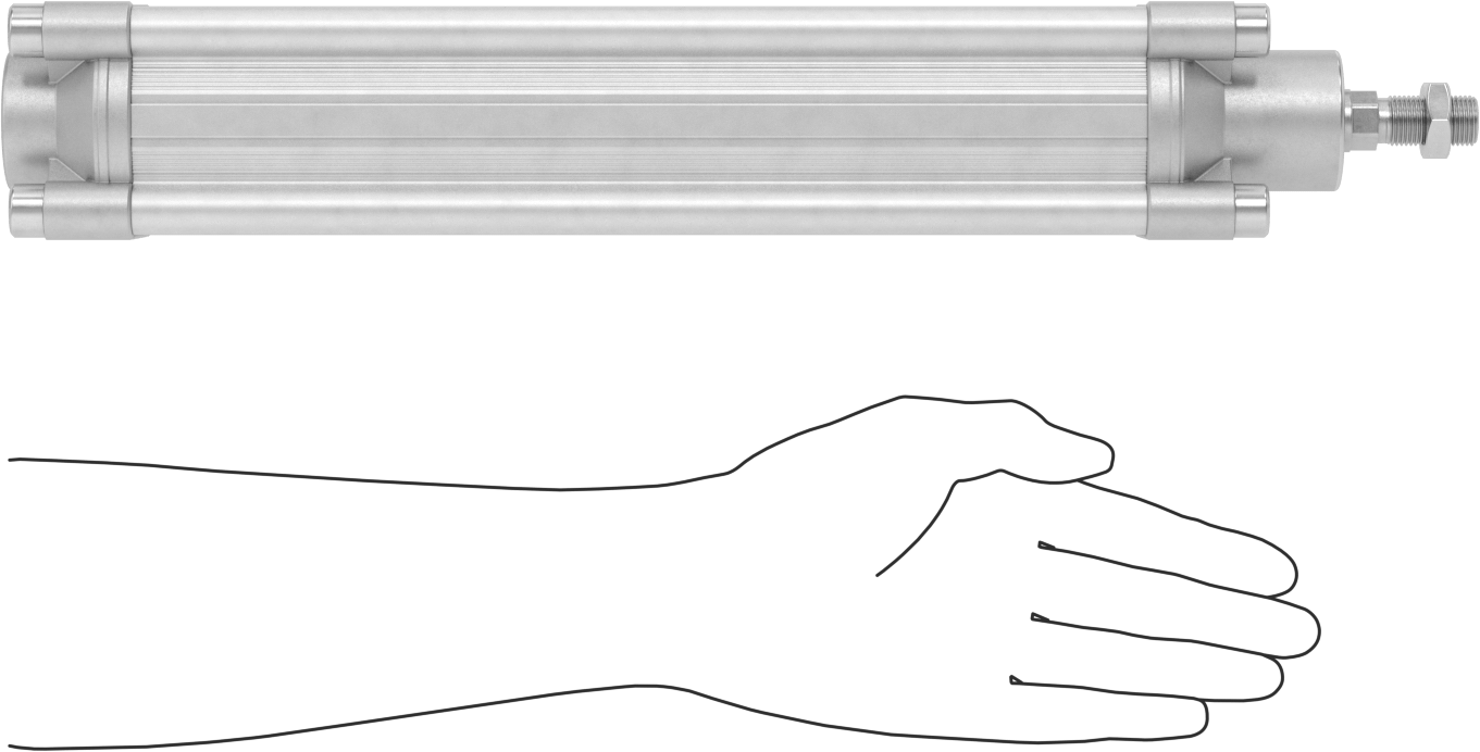 Kapalı Gövdeli Hava Silindiri, ISO Footprint, 63 mm Delik Boyutu, 275 mm Strok Uzunluğu