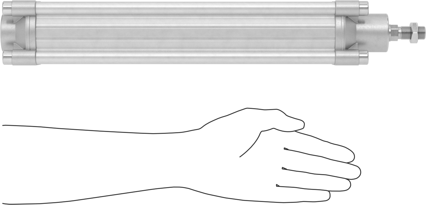 Kapalı Gövdeli Hava Silindiri, ISO Footprint, 63 mm Delik Boyutu, 300 mm Strok Uzunluğu