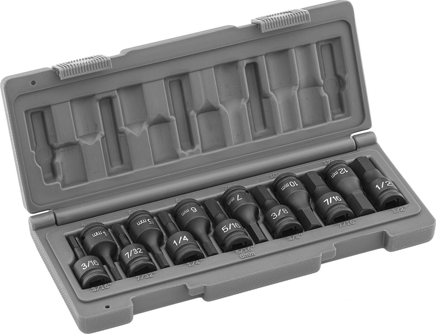 Darbe Altıgen Uçlu Soket, 13 Parça İnç ve Metrik Set, 3/8" Kare Tahrik