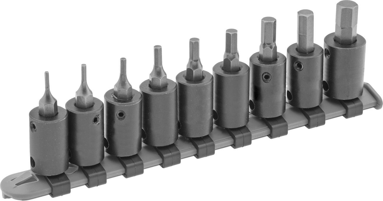 Darbe Altıgen Uçlu Soket, 9 Parça Metrik Set, 3/8" Kare Tahrik