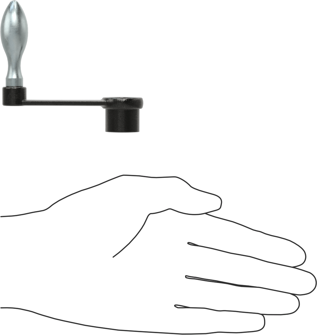 Krank Kolu, 1/2" Kare Dişsiz Delik İçinden Montaj, 2-1/2" Sap Uzunluğu