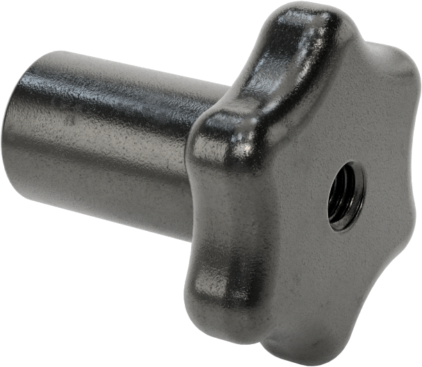 Demir Topuz, 3/8“-16 Dişli Delikli 6 Kollu Tutamak. 2” Baş Çapı