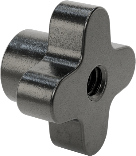 Demir Topuz, Dört adet kol tutacağı, 1/4“-20 Diş x 11/16” Derinlikte Delik