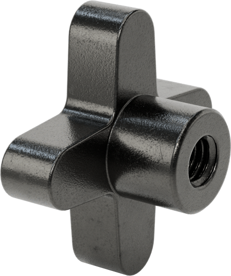 Demir Topuz, Dört adet kol tutacağı, 3/8“-16 Diş x 1” Derinlikte Delik