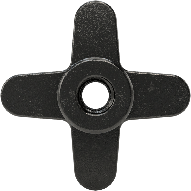 Demir Topuz, Dört adet kol tutacağı, 3/8“-16 Diş x 1” Derinlikte Delik