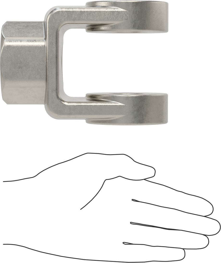 Hidrolik Silindirler için Paslanmaz Çelik Çatal Çubuk Ucu, 1-3/8" Pim Çapı için