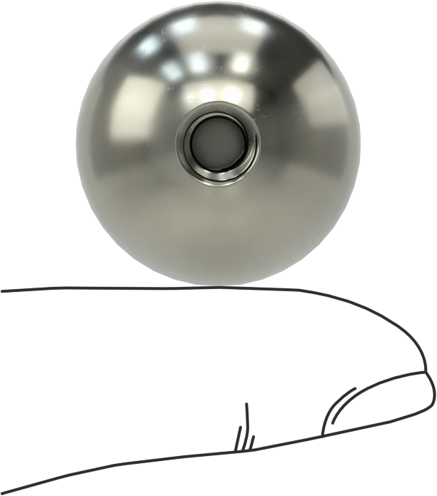 Çelik Top Düğme, 1/4"-20 Dişli Delikli, 1/2" Derinlik