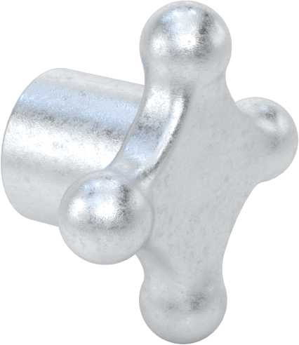 Alüminyum dört kollu topuz, İşlenebilir Göbekli, 1-1/4“ Genişlik x 5/16” Yükseklik