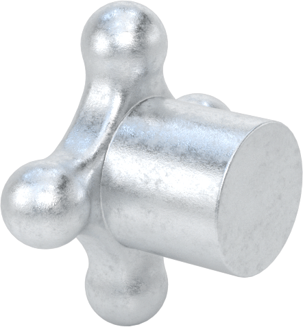 Alüminyum dört kollu topuz, İşlenebilir Göbekli, 1-1/4“ Genişlik x 5/16” Yükseklik