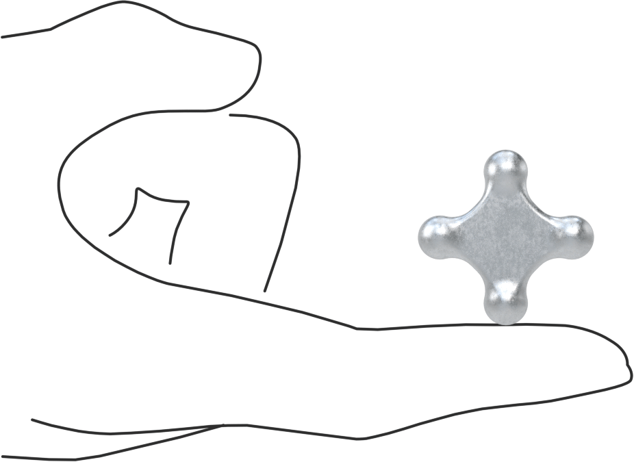 Alüminyum dört kollu topuz, İşlenebilir Göbekli, 1-1/4“ Genişlik x 5/16” Yükseklik