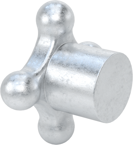 Alüminyum dört kollu topuz, İşlenebilir Göbekli, 1-1/2“ Genişlik x 3/8” Yükseklik