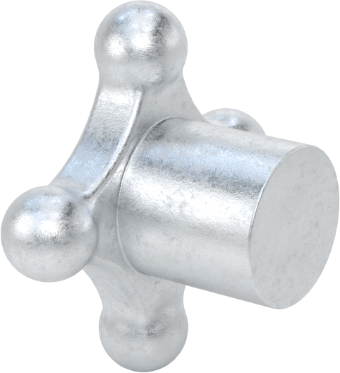 Alüminyum dört kollu topuz, İşlenebilir Göbekli, 2-1/8“ Genişlik x 1/2” Yükseklik Başlık