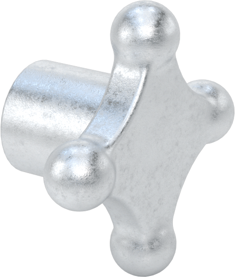 Alüminyum dört kollu topuz, İşlenebilir Göbekli, 2-1/8“ Genişlik x 1/2” Yükseklik Başlık