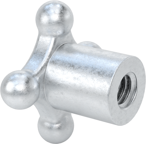 Alüminyum dört kollu topuz, 5/16"-18 Dişli Delik, 1-1/4" Geniş Başlık