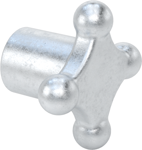 Alüminyum dört kollu topuz, 1/4"-20 Dişli Delikli, 1-1/4" Geniş Başlık