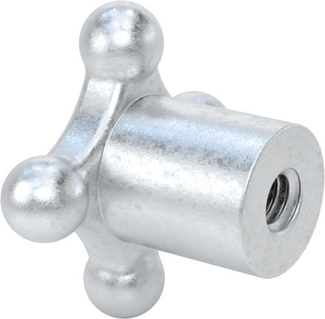 Alüminyum dört kollu topuz, 1/4"-20 Dişli Delikli, 1-1/4" Geniş Başlık