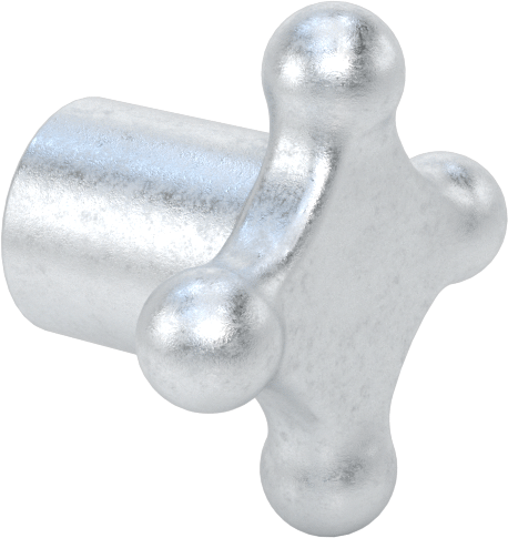 Alüminyum dört kollu topuz, 1/4" Çaplı Dişsiz Delik, 1-1/4" Çapında Başlık