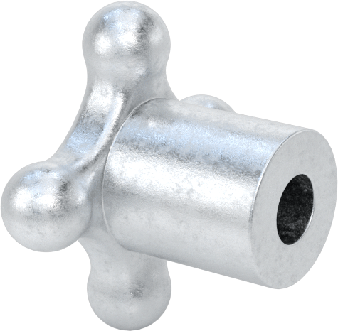 Alüminyum dört kollu topuz, 1/4" Çaplı Dişsiz Delik, 1-1/4" Çapında Başlık