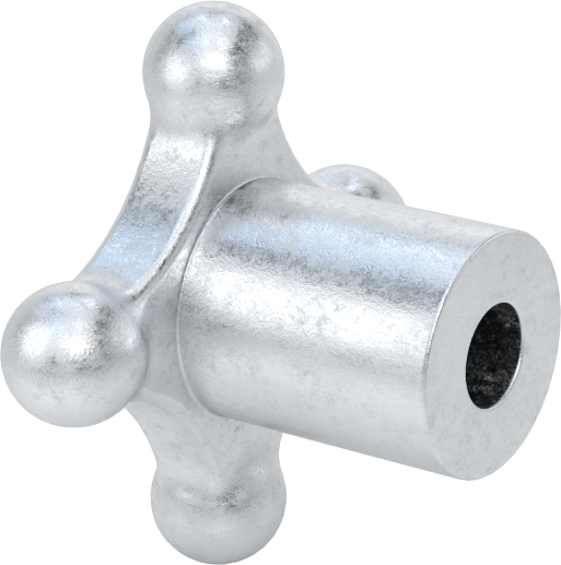 Alüminyum dört kollu topuz, 3/8" Çaplı Dişsiz Delik, 2-1/8" Çaplı Başlık
