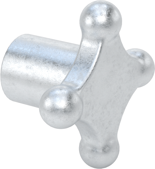 Alüminyum dört kollu topuz, 1/2" Çaplı Dişsiz Delik, 2-1/8" Çaplı Başlık