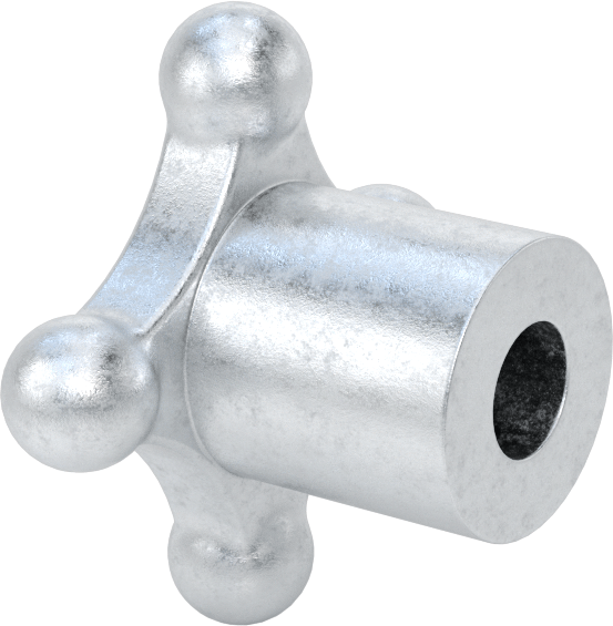 Alüminyum dört kollu topuz, 5/8" Çaplı Dişsiz Delik, 3" Çaplı Başlık
