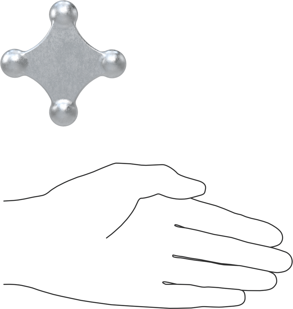 Alüminyum dört kollu topuz, 5/8" Çaplı Dişsiz Delik, 3" Çaplı Başlık