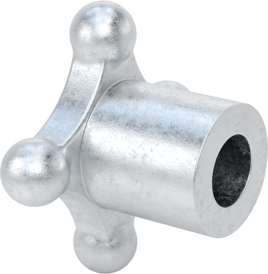 Alüminyum dört kollu topuz, 3/4" Çaplı Dişsiz Delik, 3" Çaplı Başlık