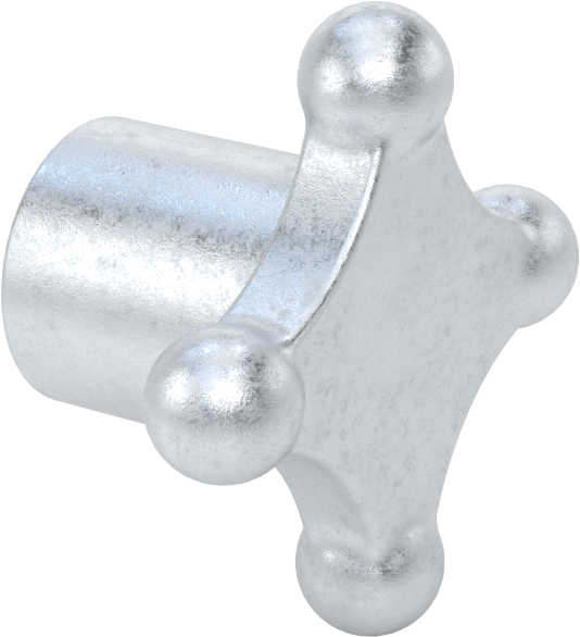 Alüminyum dört kollu topuz, 3/4" Çaplı Dişsiz Delik, 3" Çaplı Başlık