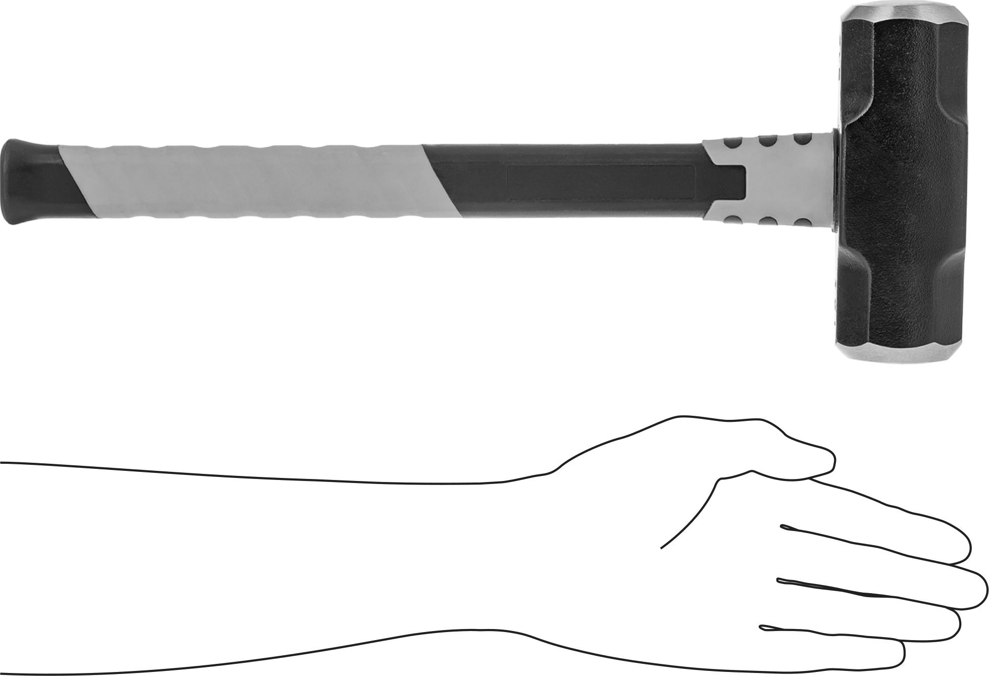 Çelik Yüzlü Balyoz, Polipropilen Sap, 6 lbs., 2-1/8" Yüz Çapı, 16" Toplam Uzunluk