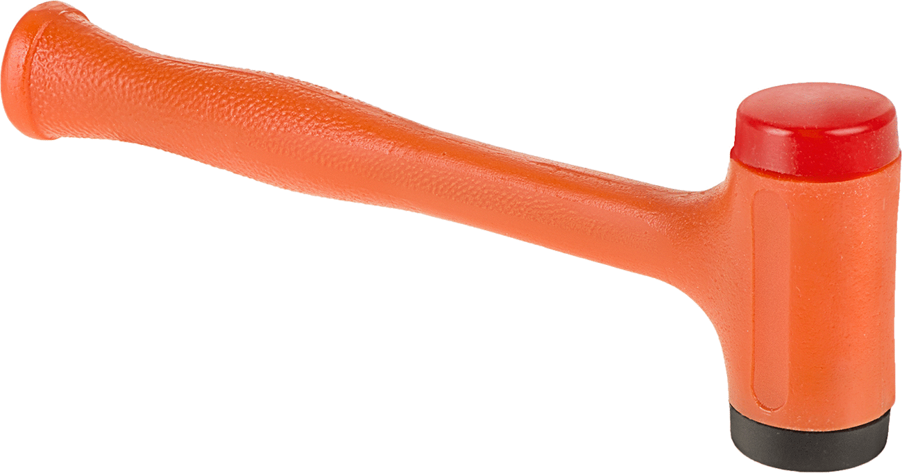 Vidalı Değiştirilebilir Yüzlü Dead Blow Tokmak, Yüksek Görünürlük, 12 oz., 1-3/8" Çaplı Poliüretan Yüzey