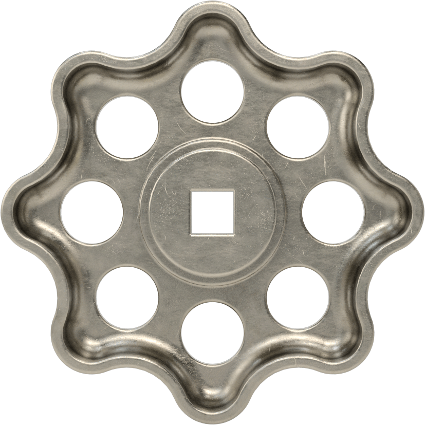 Çinko Kare Delikli Topuz, 2-1/2" Başlık Çapı, 1/4“ Genişlik x 3/8” Derinlikte Delik