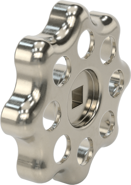 Çinko Kare Delikli Topuz, 2-1/2" Başlık Çapı, 1/4“ Genişlik x 3/8” Derinlikte Delik