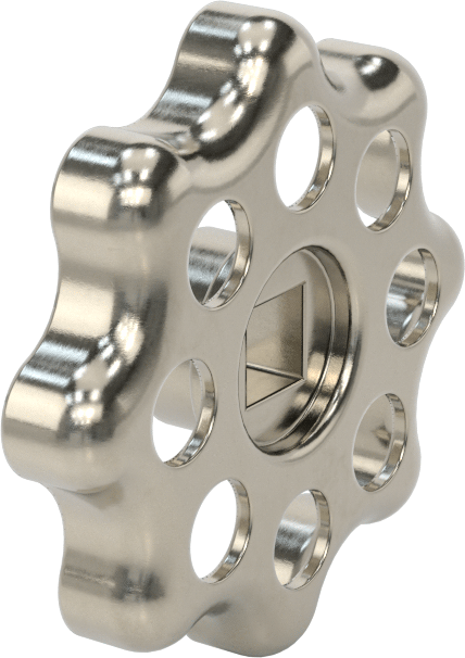 Çinko Kare Delikli Topuz, 2-1/2" Başlık Çapı, 3/8“ Genişlik x 3/8” Derinlikte Delik