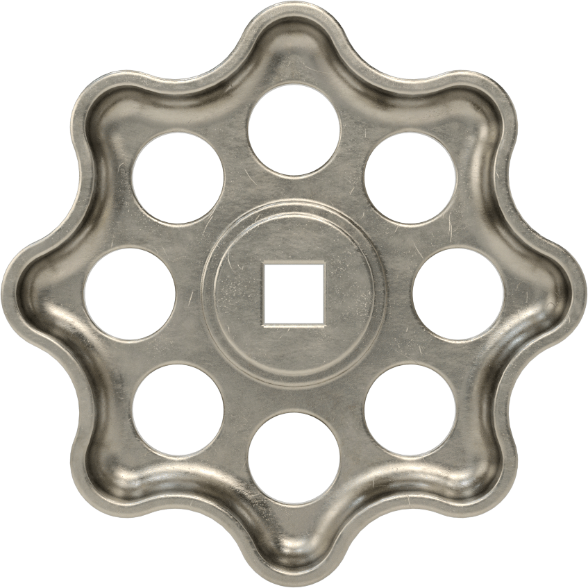 Çinko Kare Delikli Topuz, 2-3/4" Baş Çapı, 9/32“ Genişlik x 3/8” Derinlikte Delik