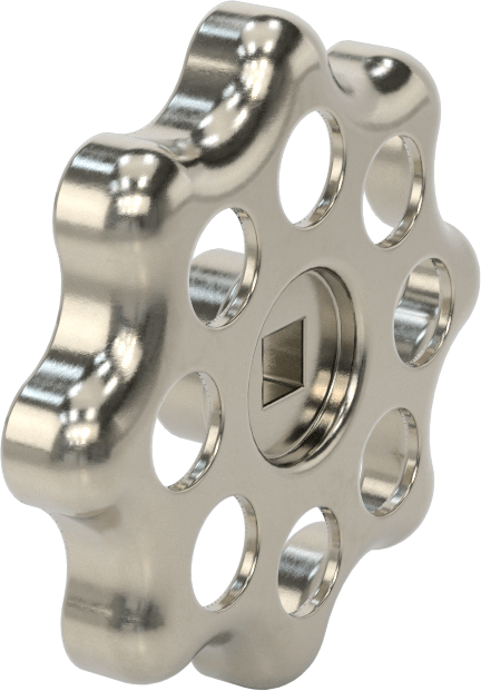 Çinko Kare Delikli Topuz, 2-3/4" Baş Çapı, 9/32“ Genişlik x 3/8” Derinlikte Delik