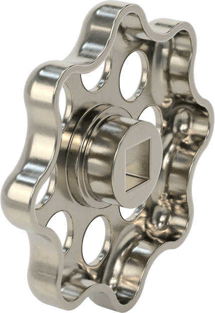 Çinko Kare Delikli Topuz, 2-3/4" Baş Çapı, 3/8“ Genişlik x 3/8” Derinlikte Delik
