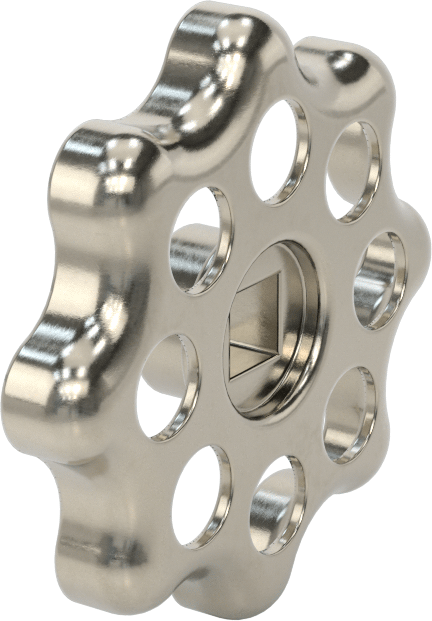 Çinko Kare Delikli Topuz, 2-3/4" Baş Çapı, 3/8“ Genişlik x 3/8” Derinlikte Delik