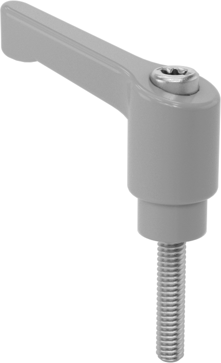 Toz Boyalı Çinko Ayarlanabilir Tutamak, 8-32 Diş Boyutu x 13/16" Uzunluk 303 Paslanmaz Çelik Saplama, 1-3/16" Çıkıntı