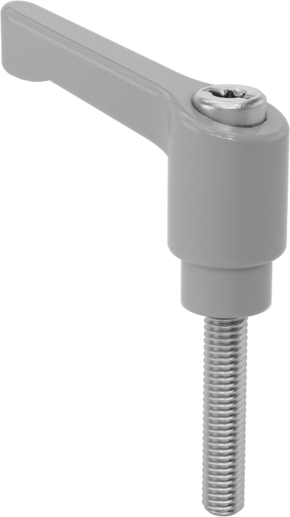 Toz Boyalı Çinko Ayarlanabilir Tutamak, 10-32 Diş Boyutu x 1" Uzunlukta 303 Paslanmaz Çelik Saplama, 1-3/16" Çıkıntı