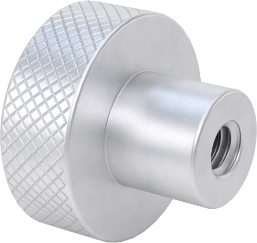 Alüminyum Tırtıllı Tutma Düğmesi, 1/4“-20 dişli 5/8” derinlikli delik