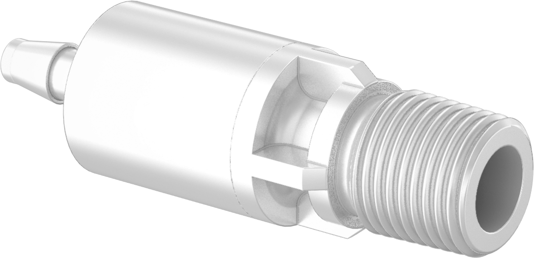 Dikenli Bağlantı Parçalı Naylon Plastik Çek Valf, Bilye, 1/8" Giriş Borusu İç Çapı x 1/8 NPT Erkek Çıkış