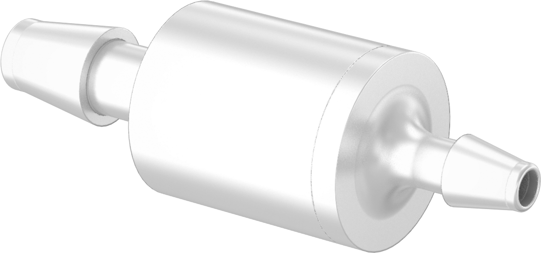 Dikenli Bağlantı Parçalı Naylon Plastik Çek Valf, Bilye, 3/16“ Giriş Borusu İç Çapı x 1/8” Çıkış Borusu İç Çapı