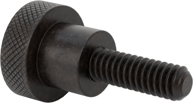 Siyah Oksit Çelik Tırtıllı Tutma Düğmesi, 1/4"-20 Dişli, 3/4" Uzunlukta Saplama, 3/4" Çaplı Başlık