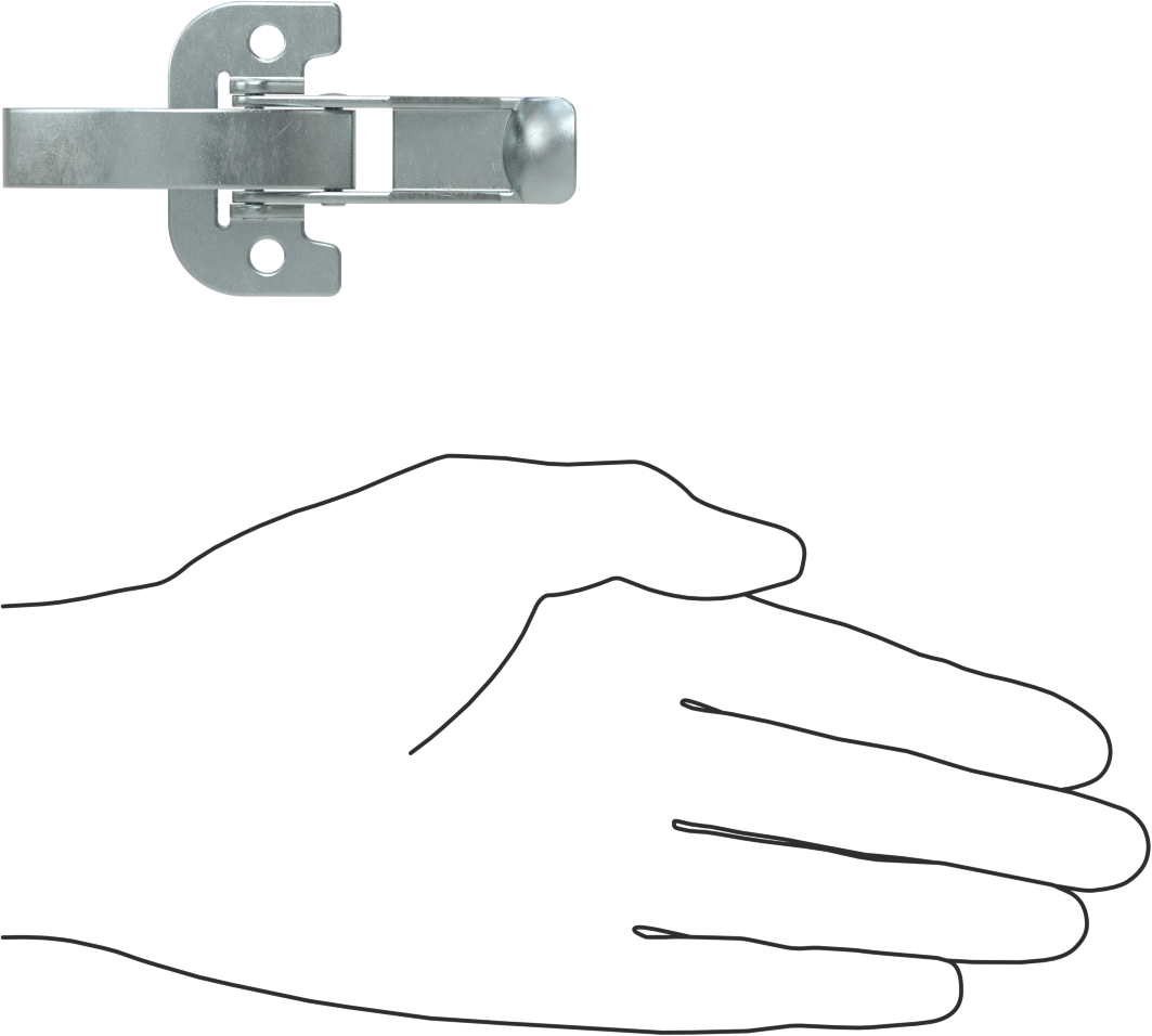 Çekme Mandalı, Çakmasız, Çinko Kaplı Çelik, 3-5/8“ Uzunluk x 1-7/8” Genişlik