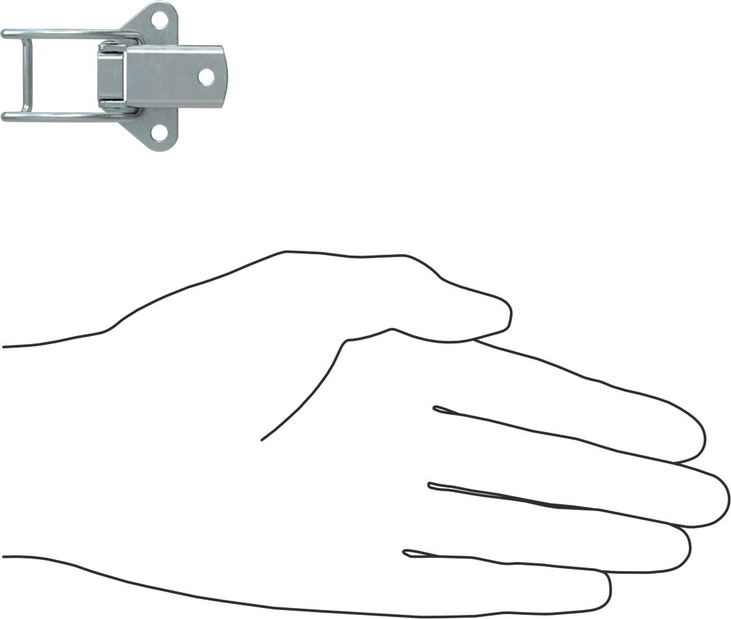 Çekme Mandalı, Çakmasız, Çinko Kaplı Çelik, 2-3/16" Uzunluk, 1-1/2" Genişlik