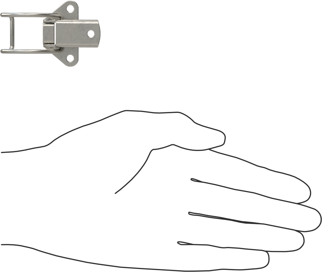 Çekme Mandalı, Çakmasız, Paslanmaz Çelik, 2-3/16" Uzunluk, 1-1/2" Genişlik