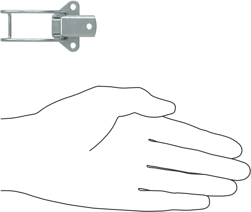Çekme Mandalı, Çakmasız, Çinko Kaplı Çelik, 2-7/16" Uzunluk, 1-1/2" Genişlik