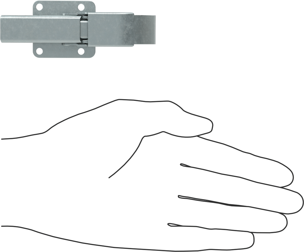 Çekme Mandalı, Çakmasız, Çinko Kaplı Çelik, 3-3/4“ Uzunluk x 1-3/8” Genişlik